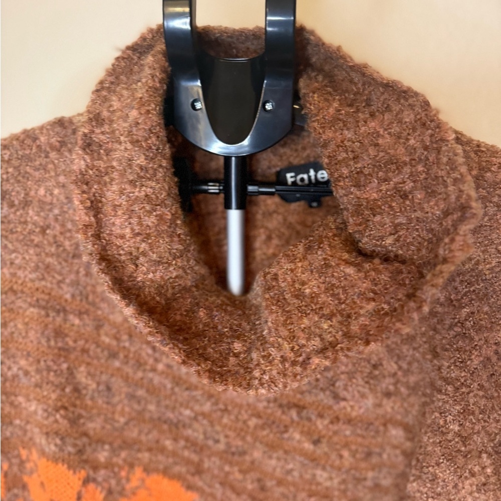 Fate Brown and Orange Floral Pattern Sweater - Picture 2 of 5